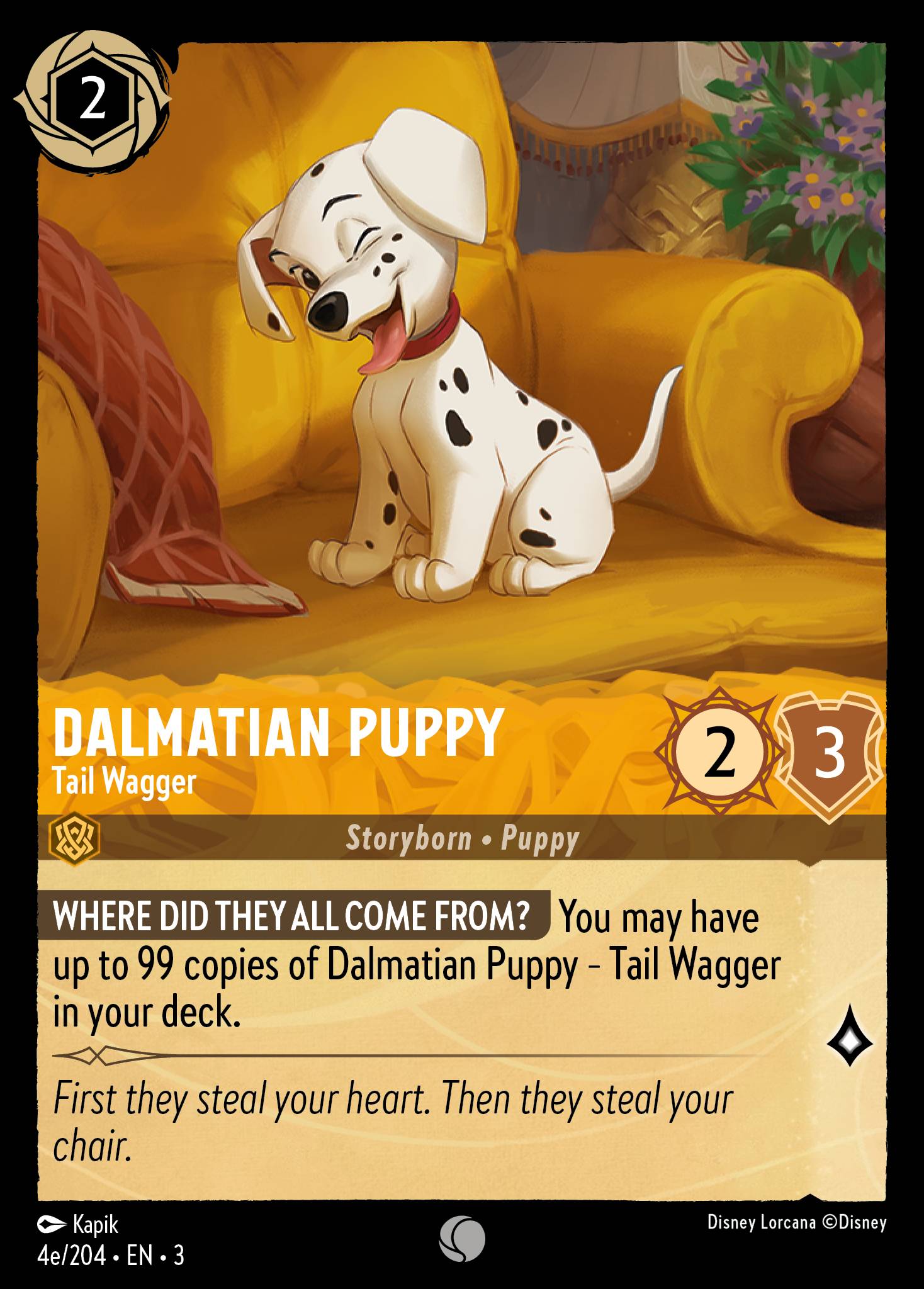 Dalmatian Puppy — Tail Wagger Disney Lorcana card