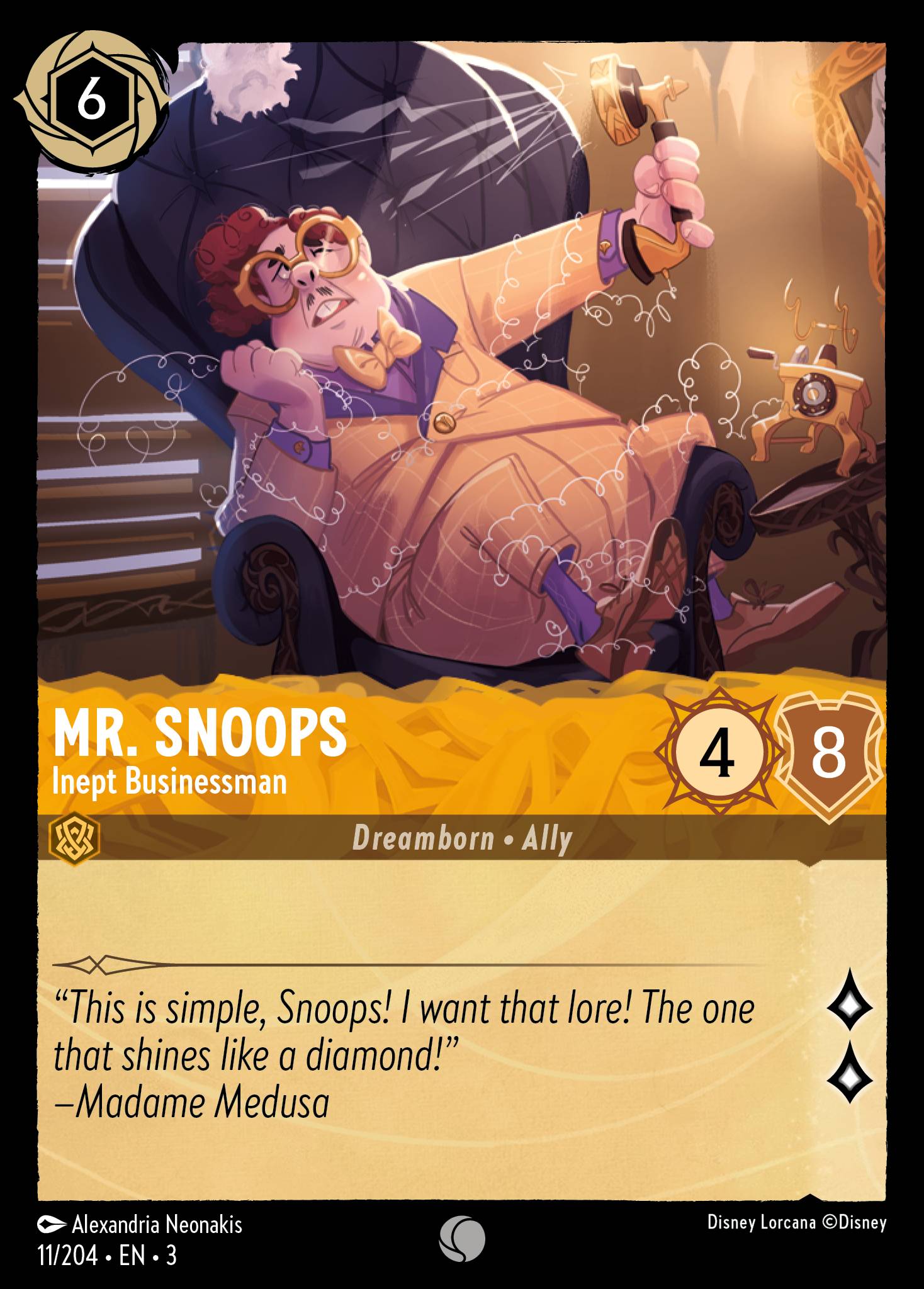 Mr. Snoops — Inept Businessman Disney Lorcana card