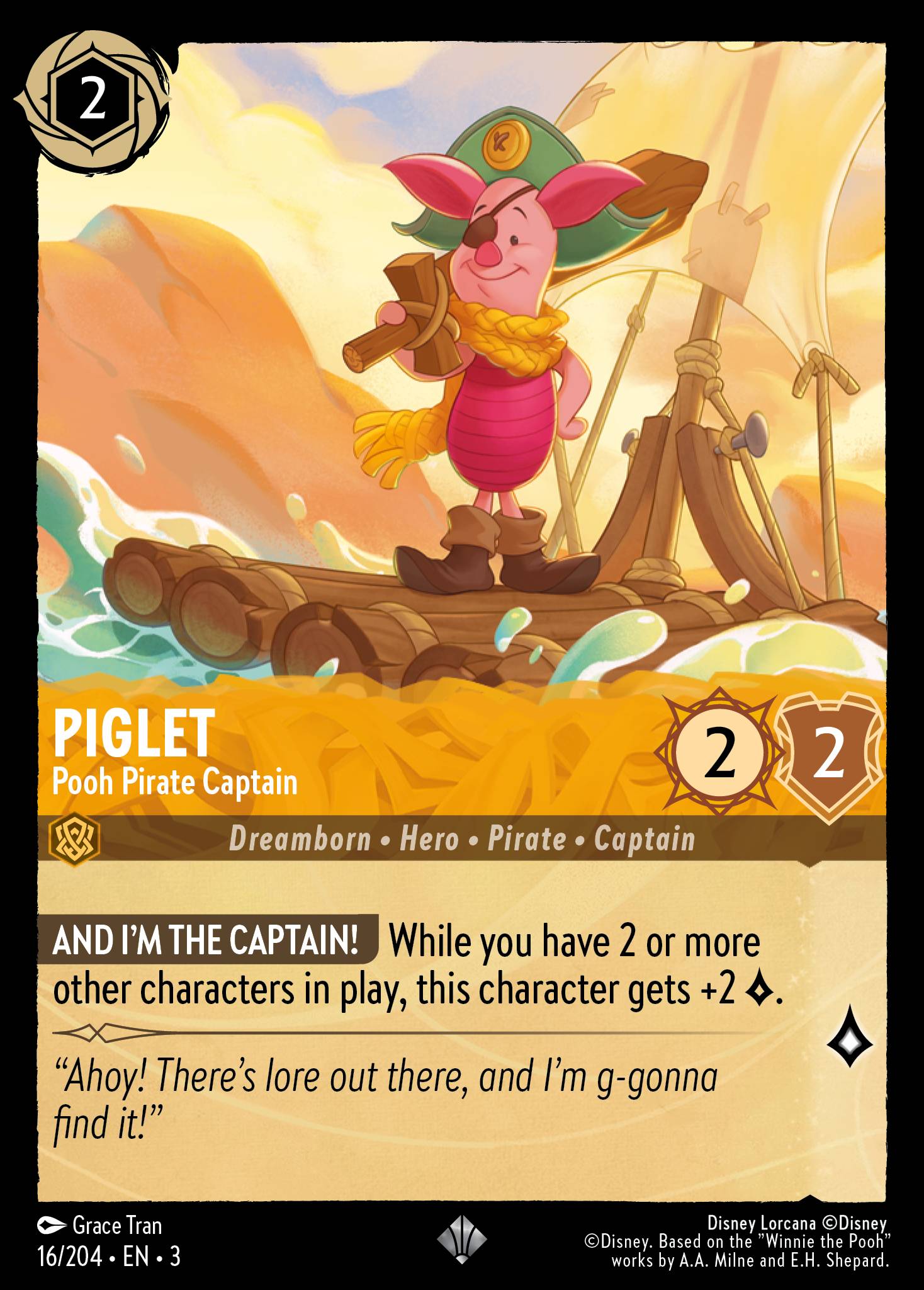 Piglet — Pooh Pirate Captain Disney Lorcana card