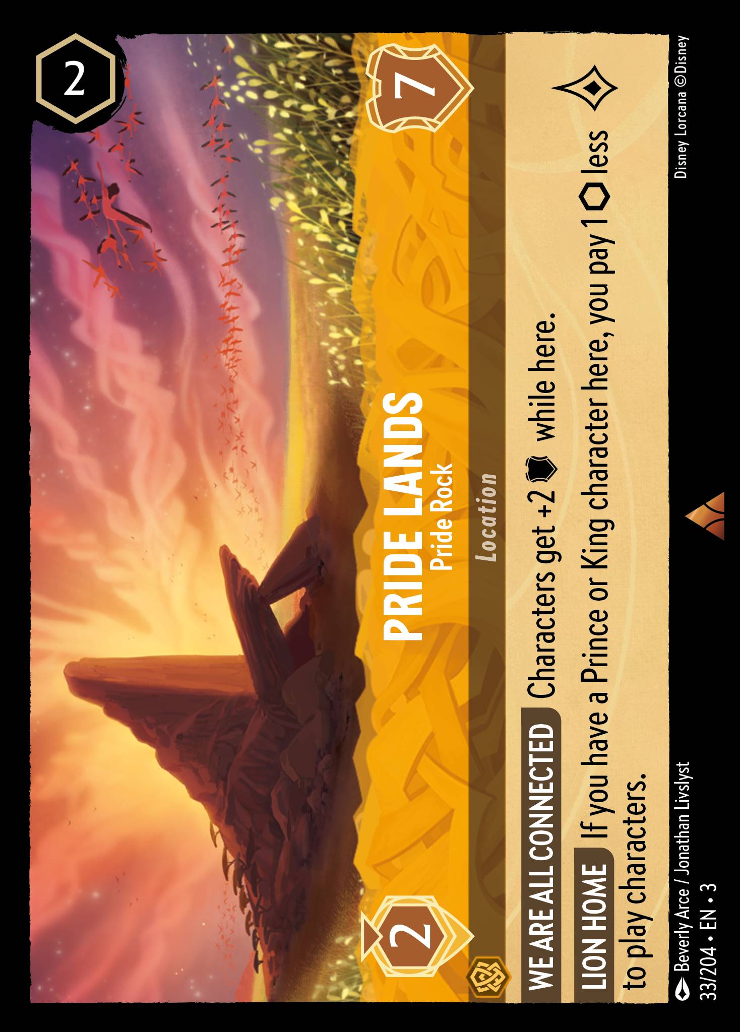 Pride Lands — Pride Rock Disney Lorcana card