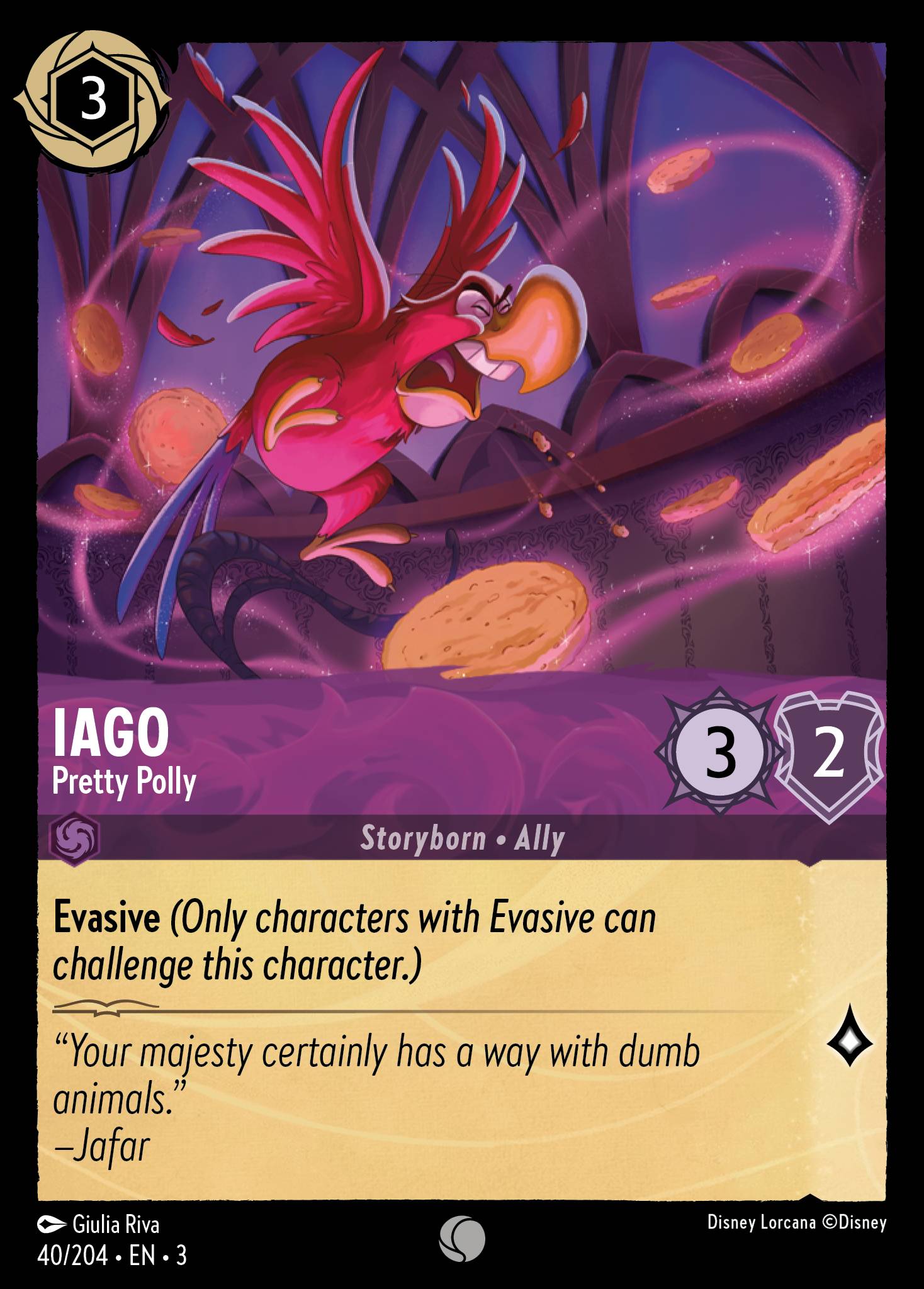 Iago — Pretty Polly Disney Lorcana card