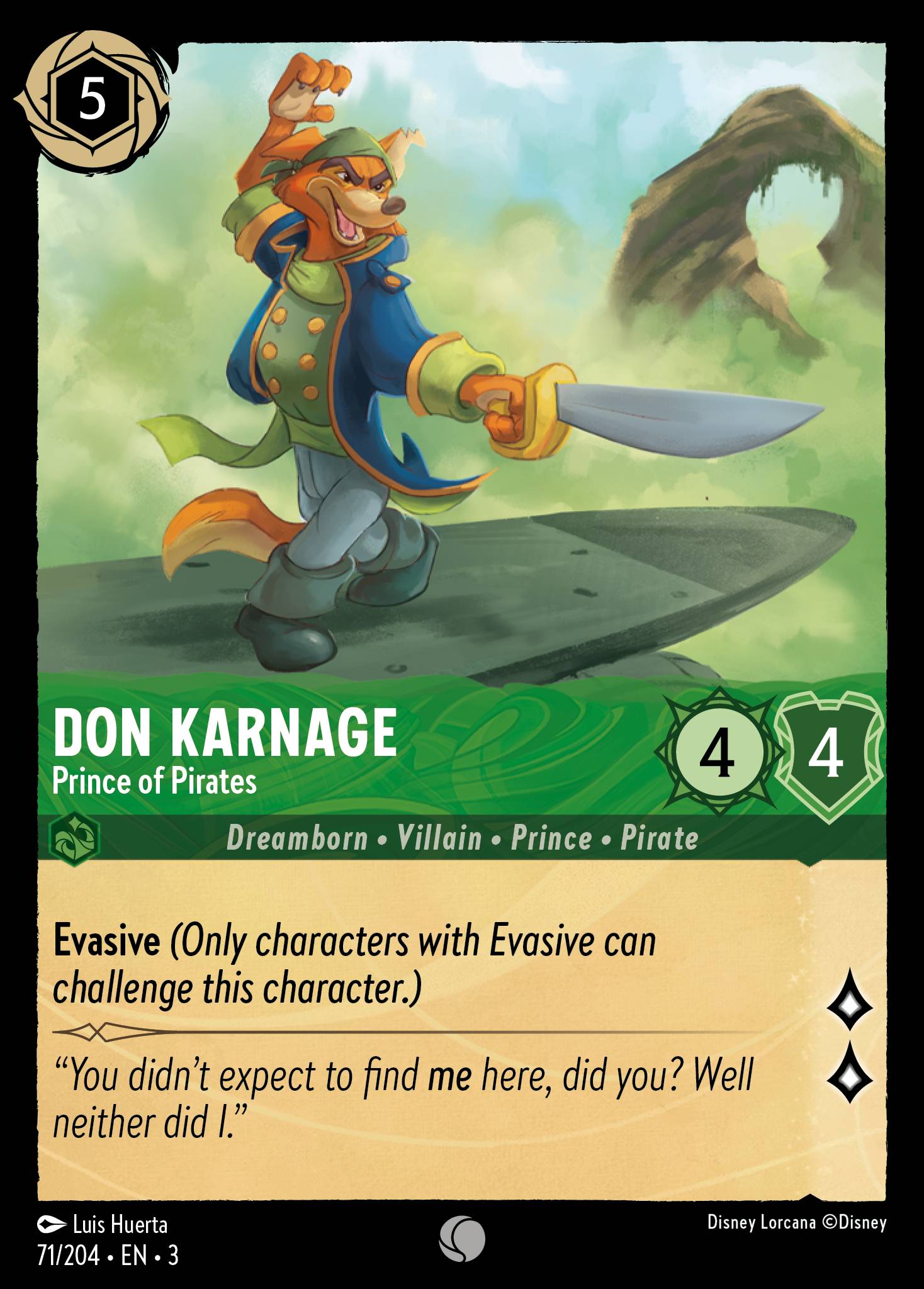 Don Karnage — Prince of Pirates Disney Lorcana card
