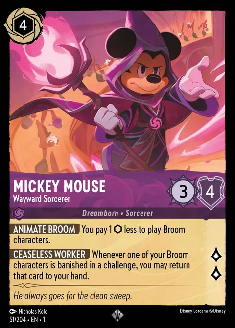 Mickey Mouse — Wayward Sorcerer Disney Lorcana card