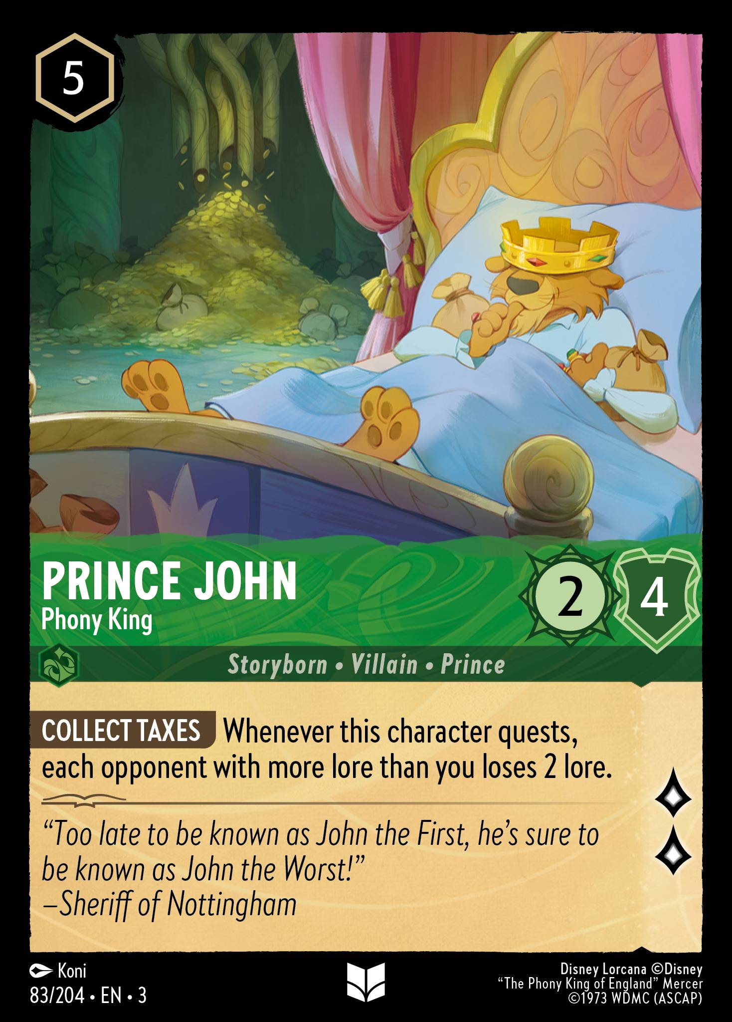 Prince John — Phony King Disney Lorcana card