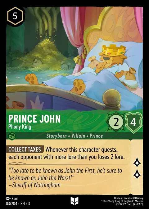 Prince John — Phony King Disney Lorcana card