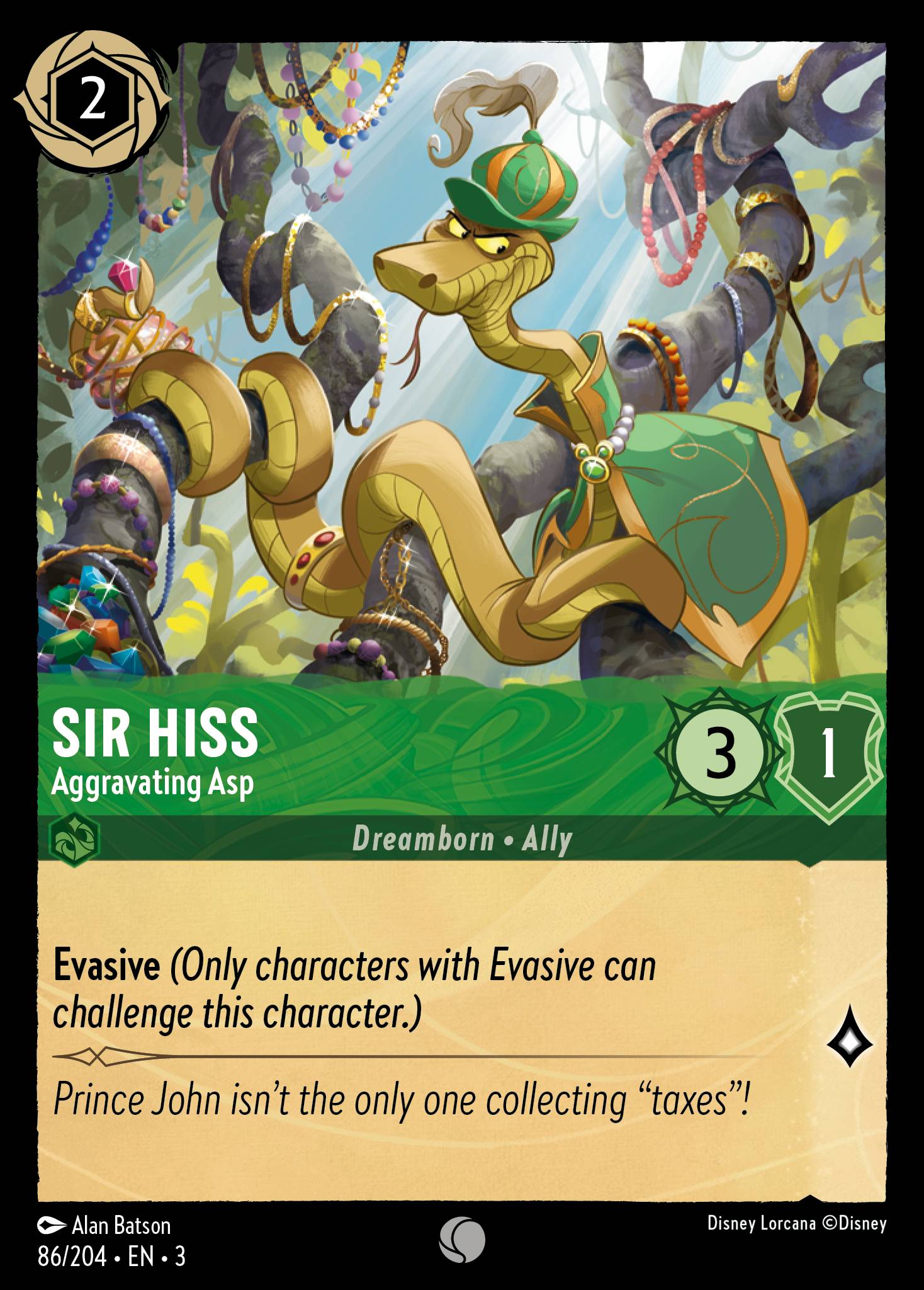 Sir Hiss — Aggravating Asp Disney Lorcana card