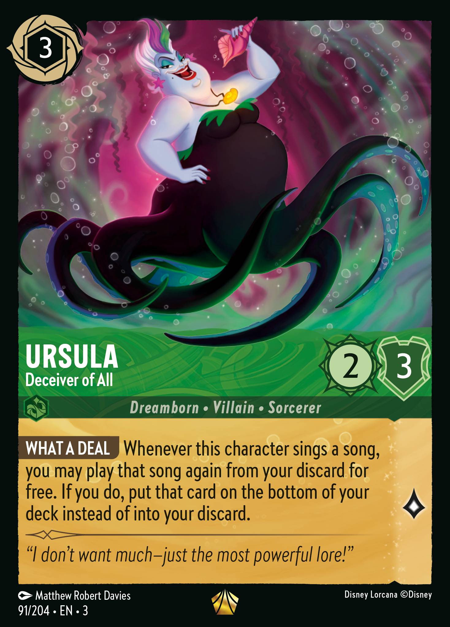 Ursula — Deceiver of All Disney Lorcana card