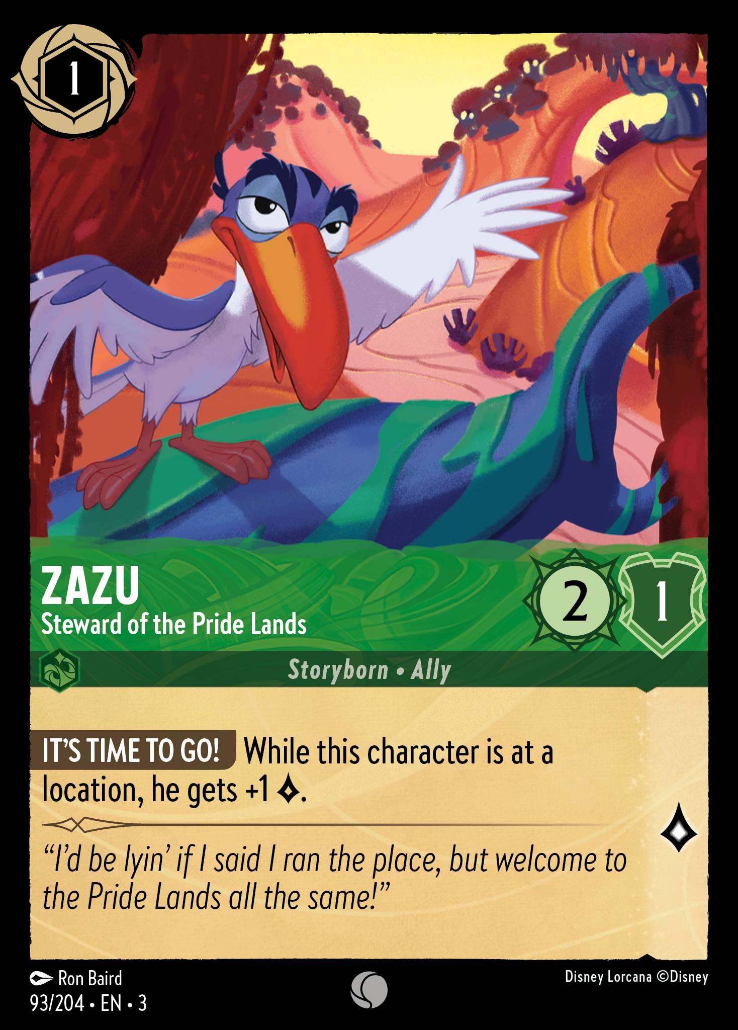 Zazu — Steward of the Pride Lands Disney Lorcana card