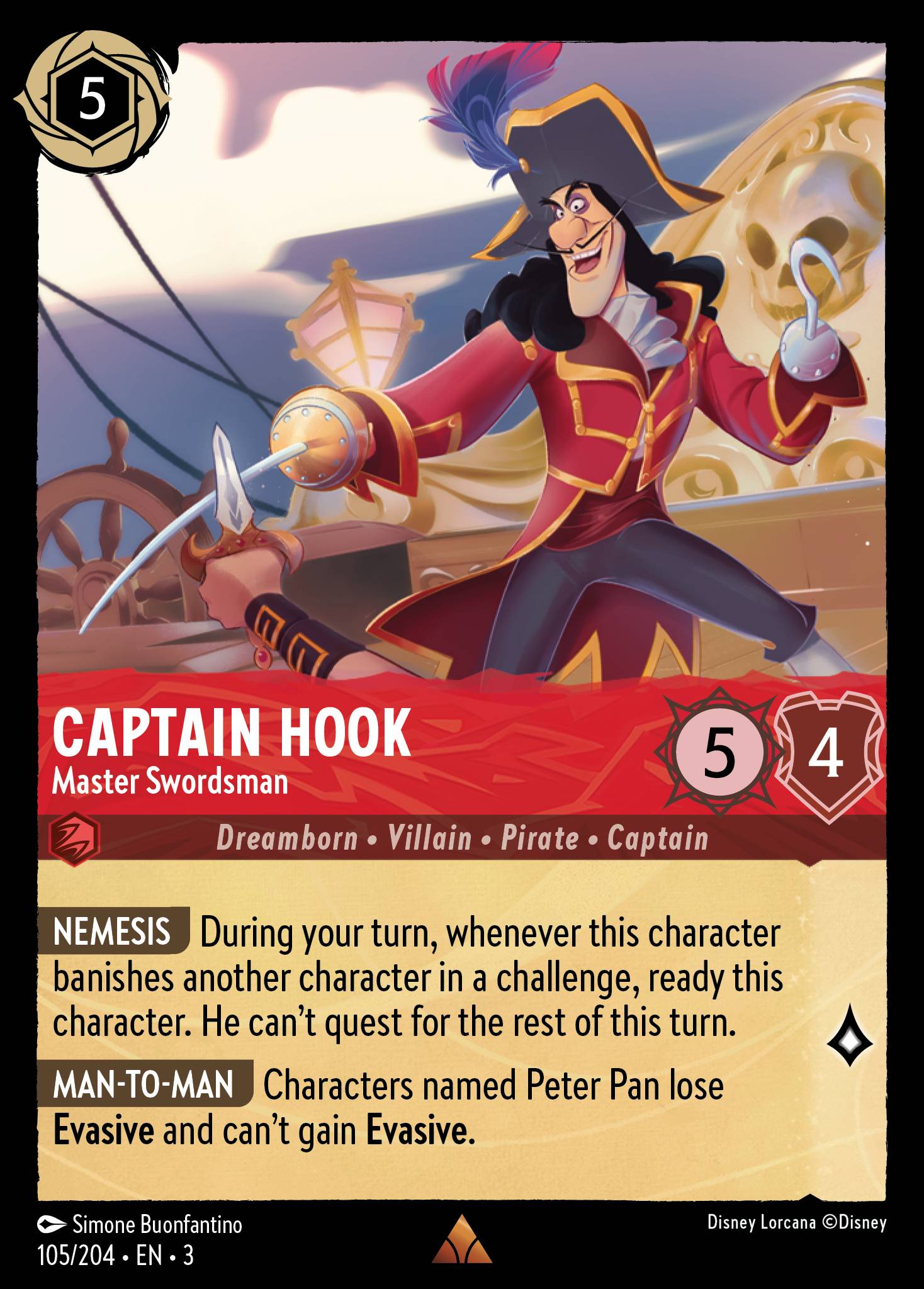 Captain Hook — Master Swordsman Disney Lorcana card