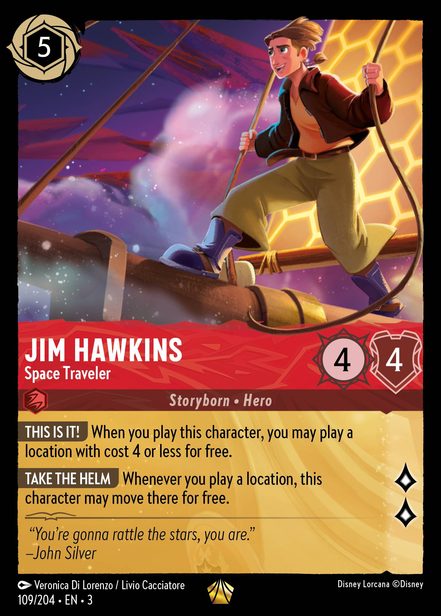 Jim Hawkins — Space Traveler Disney Lorcana card