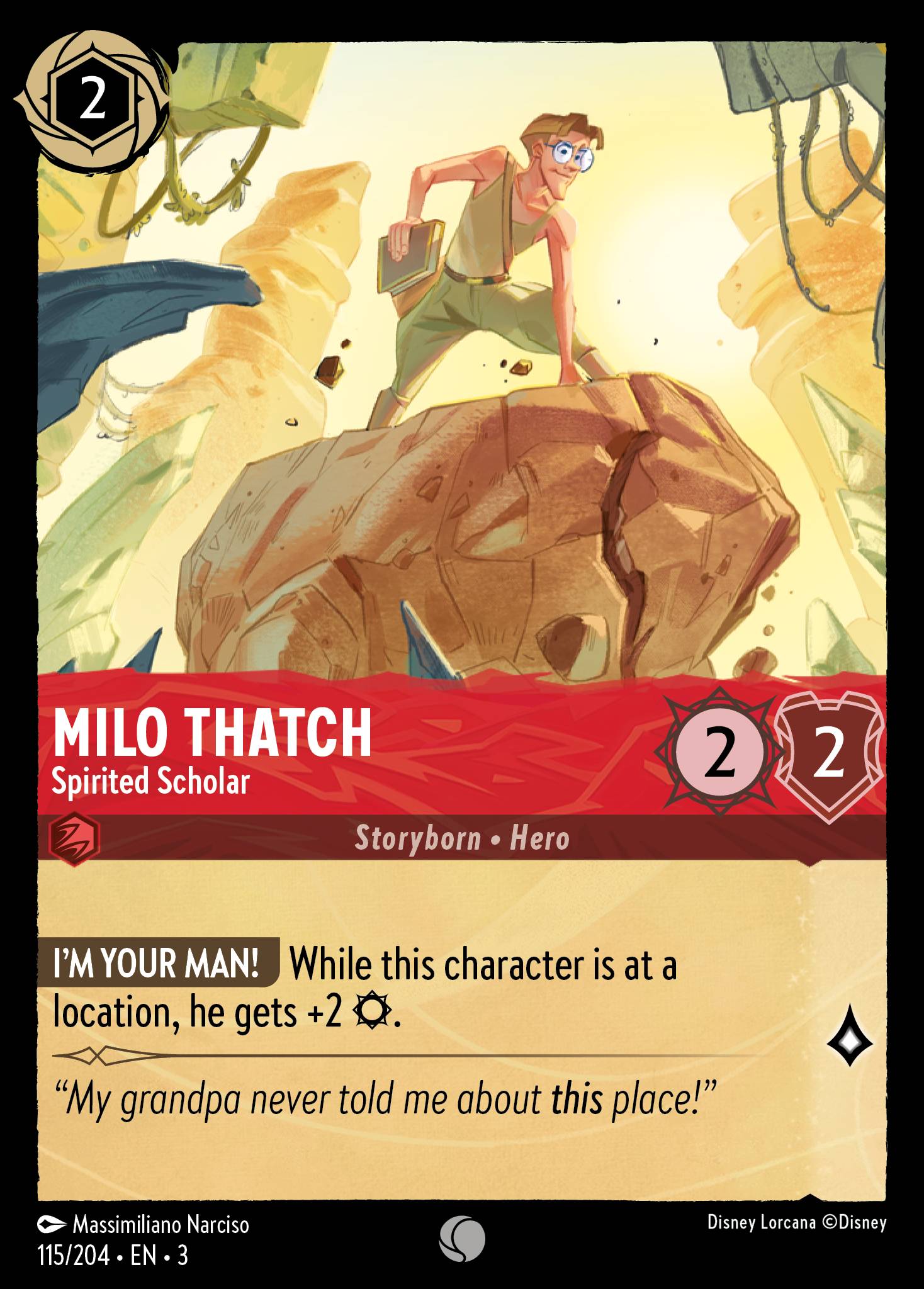 Milo Thatch — Spirited Scholar Disney Lorcana card