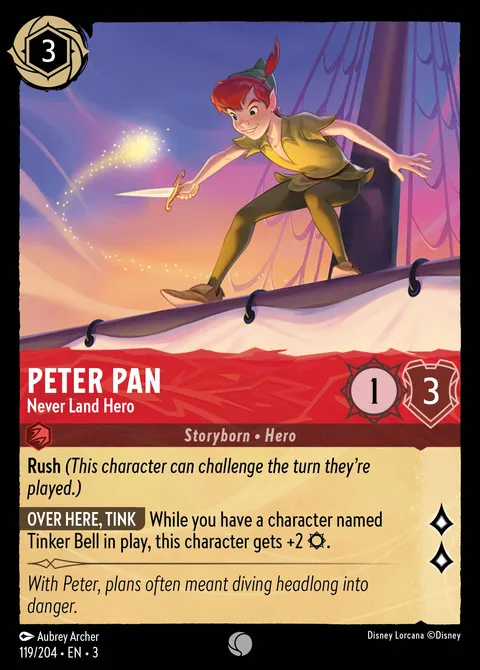 Peter Pan — Never Land Hero Disney Lorcana card