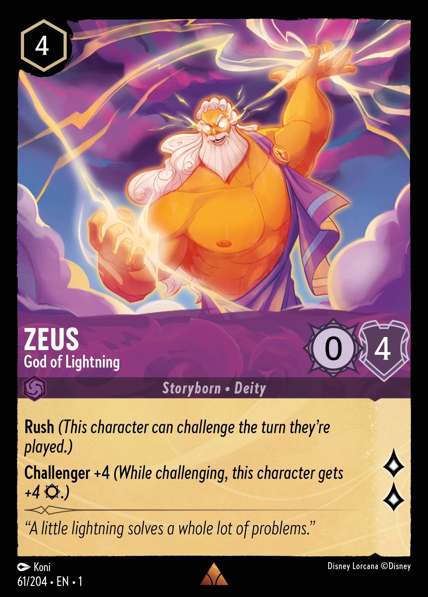 Zeus — God of Lightning Disney Lorcana card