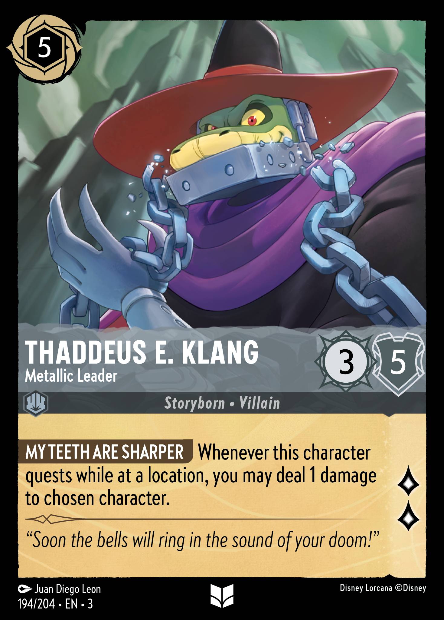 Thaddeus E. Klang — Metallic Leader Disney Lorcana card