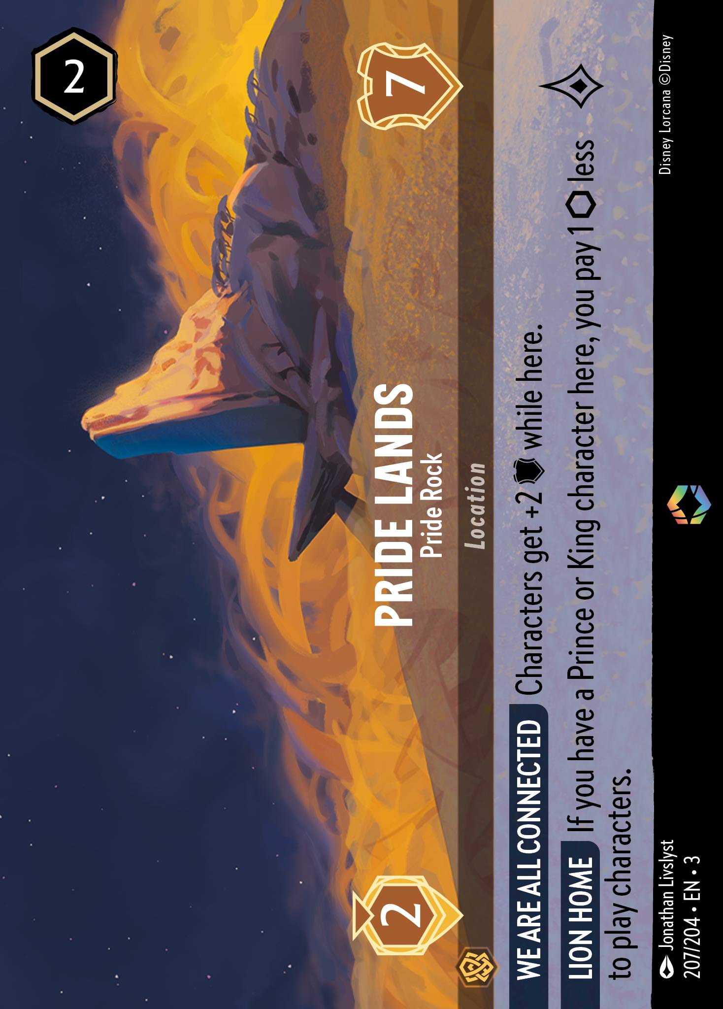 Pride Lands — Pride Rock Disney Lorcana card