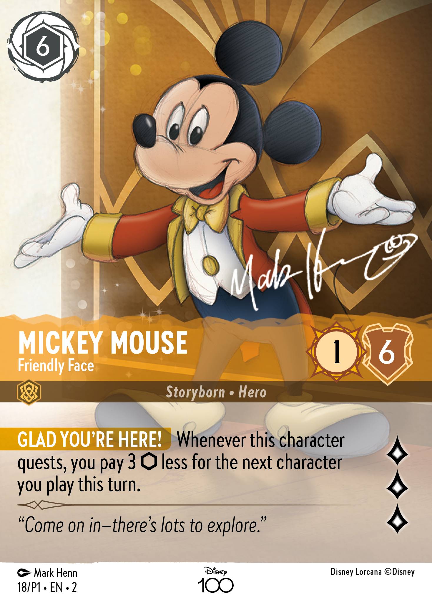 Mickey Mouse — Friendly Face Disney Lorcana card