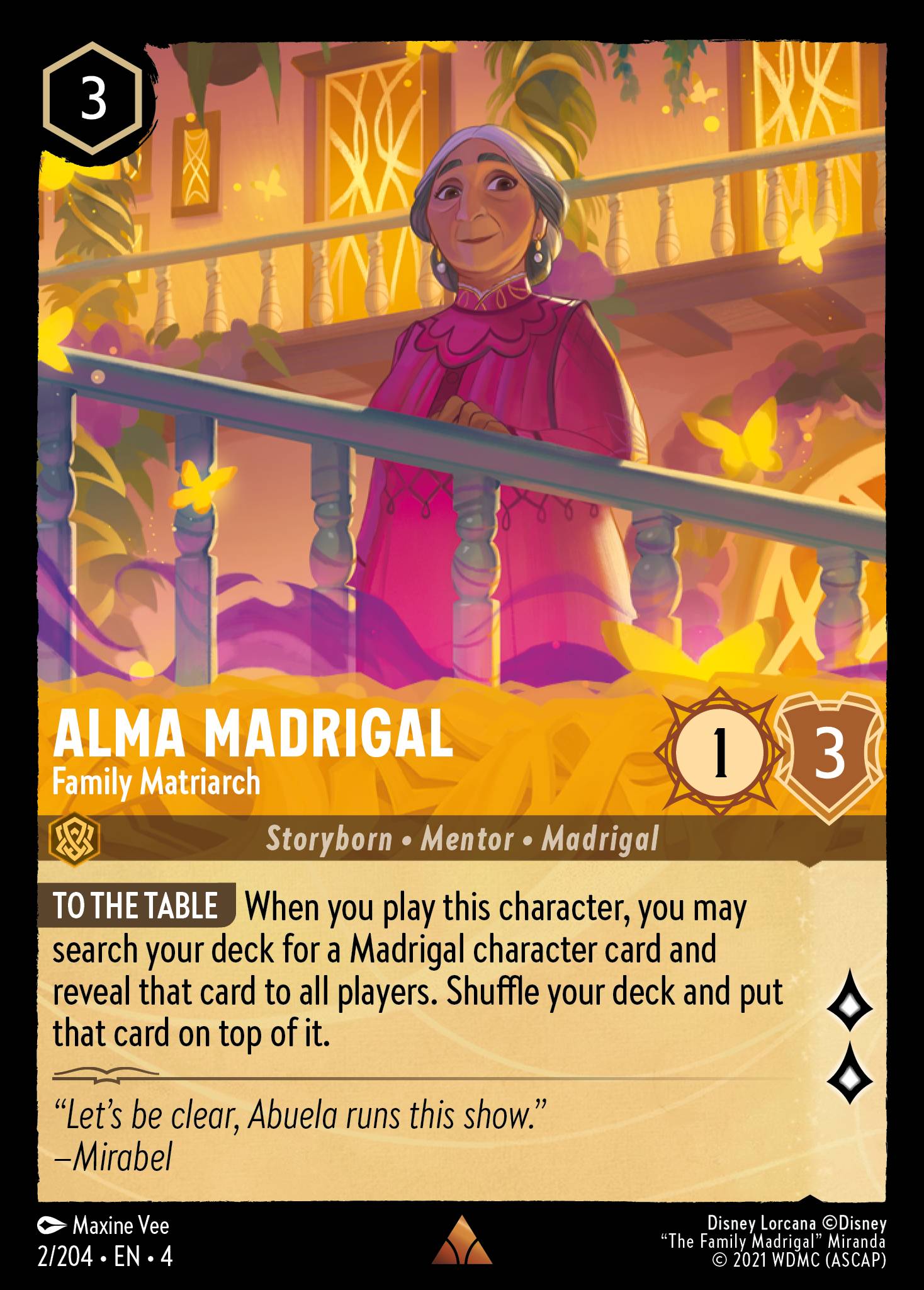 Alma Madrigal — Family Matriarch Disney Lorcana card