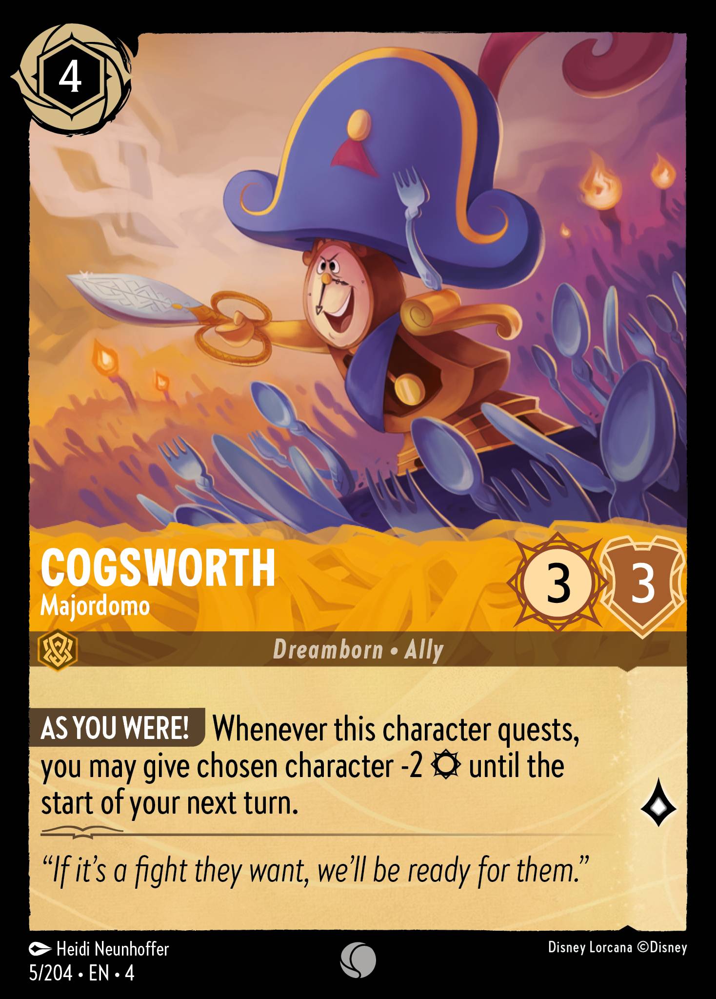 Cogsworth — Majordomo Disney Lorcana card