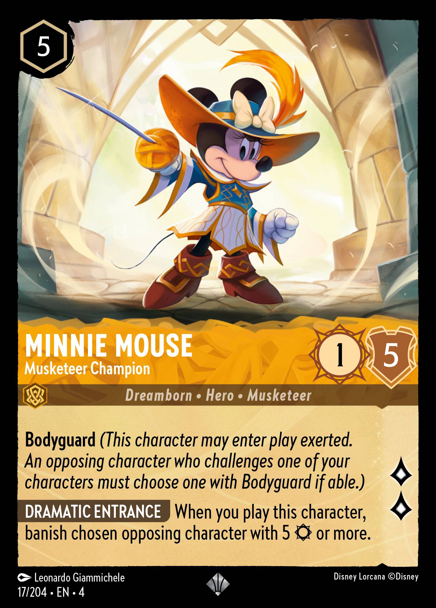 Minnie Mouse — Musketeer Champion Disney Lorcana card