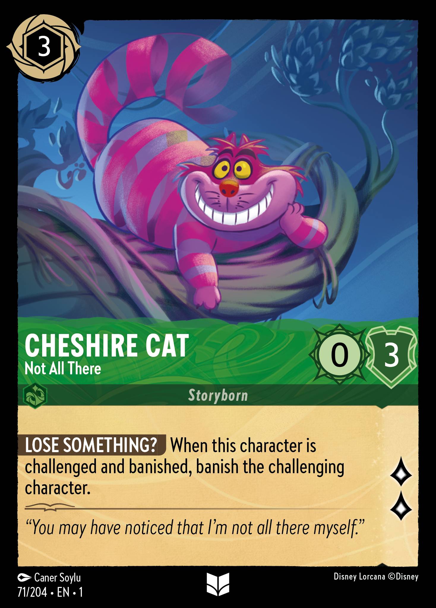 Cheshire Cat — Not All There Disney Lorcana card
