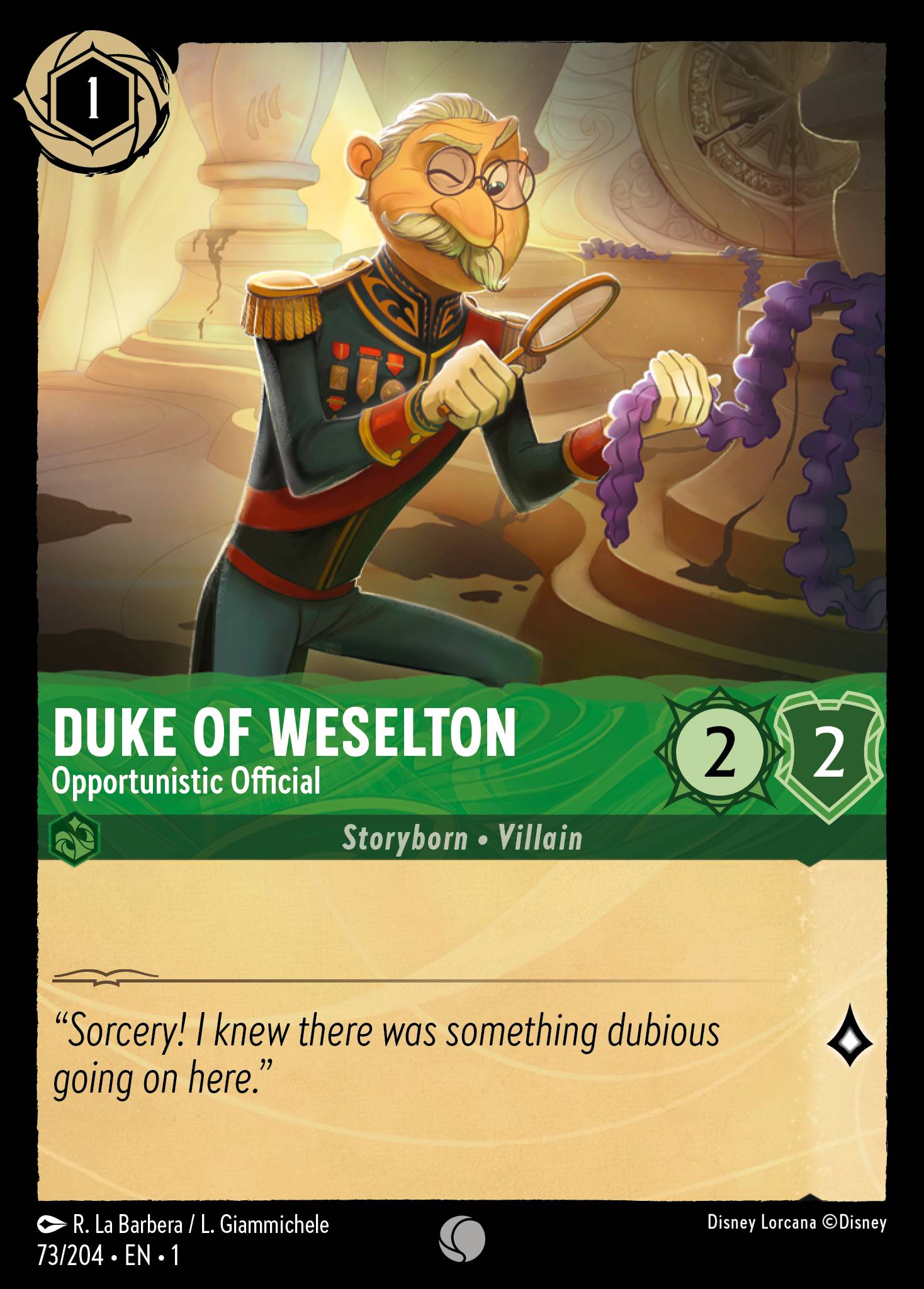 Duke of Weselton — Opportunistic Official Disney Lorcana card