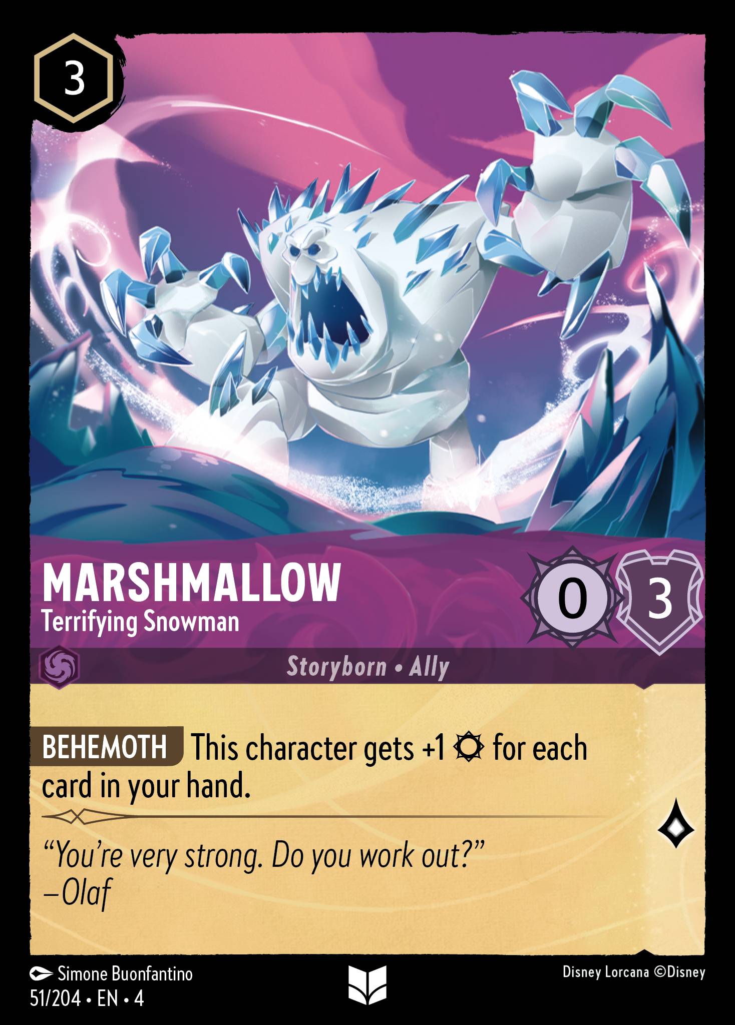Marshmallow — Terrifying Snowman Disney Lorcana card