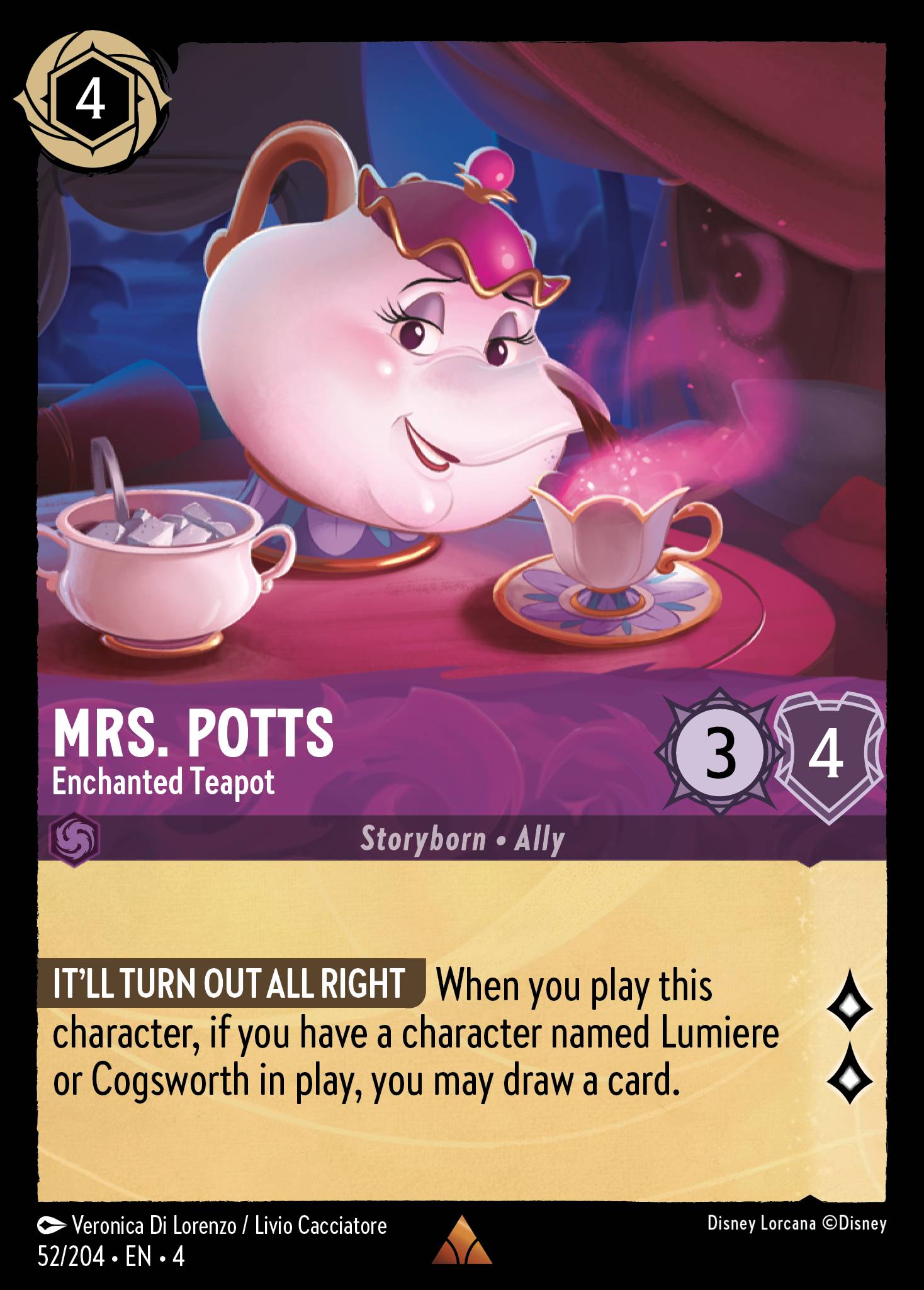 Mrs. Potts — Enchanted Teapot Disney Lorcana card