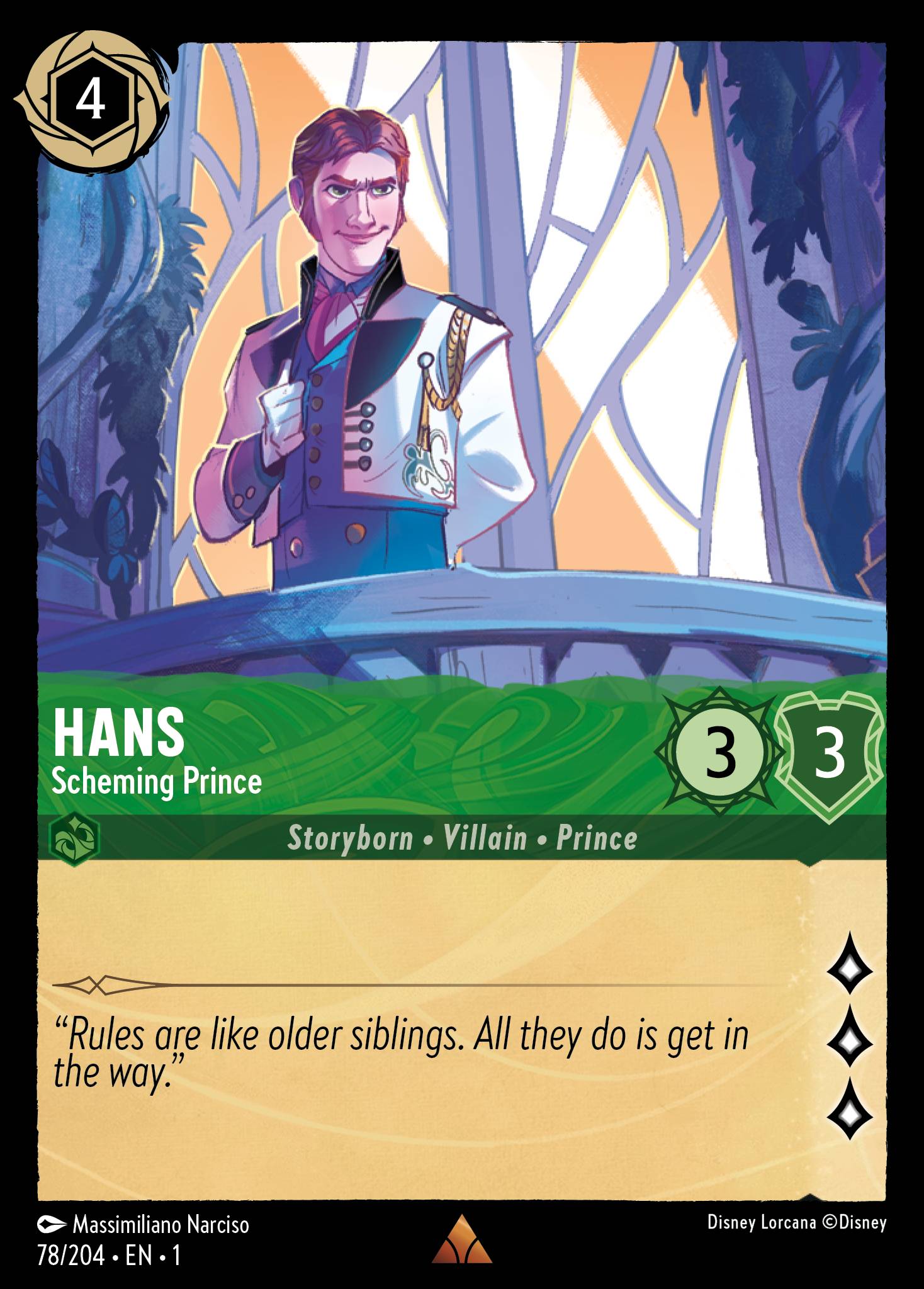 Hans — Scheming Prince Disney Lorcana card