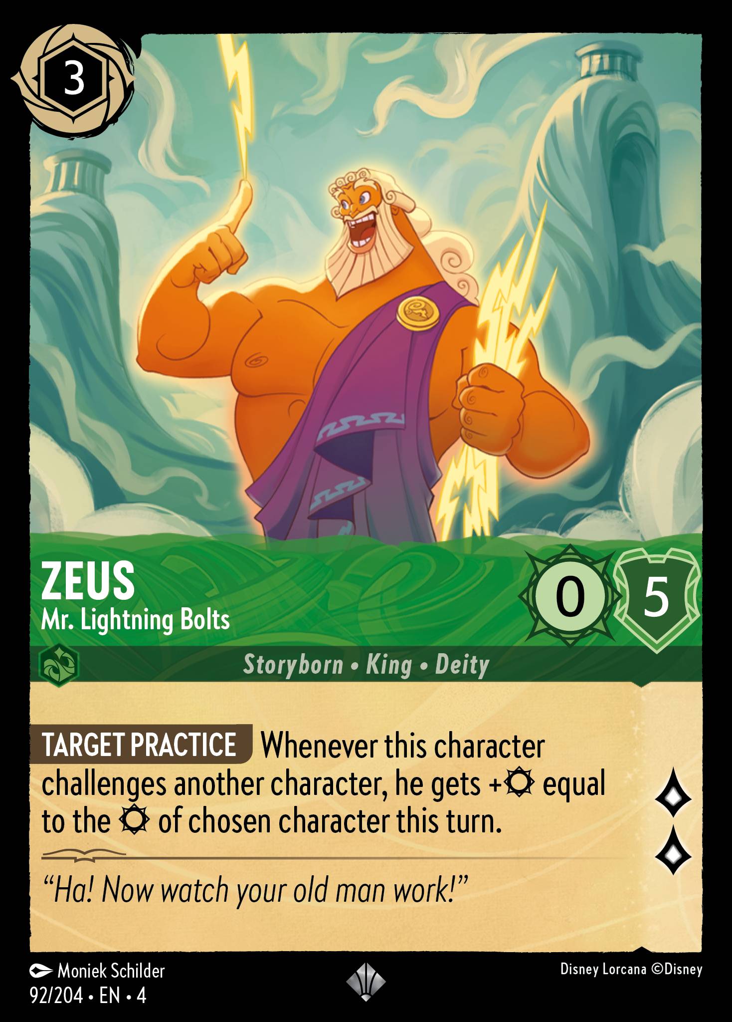 Zeus — Mr. Lightning Bolts Disney Lorcana card
