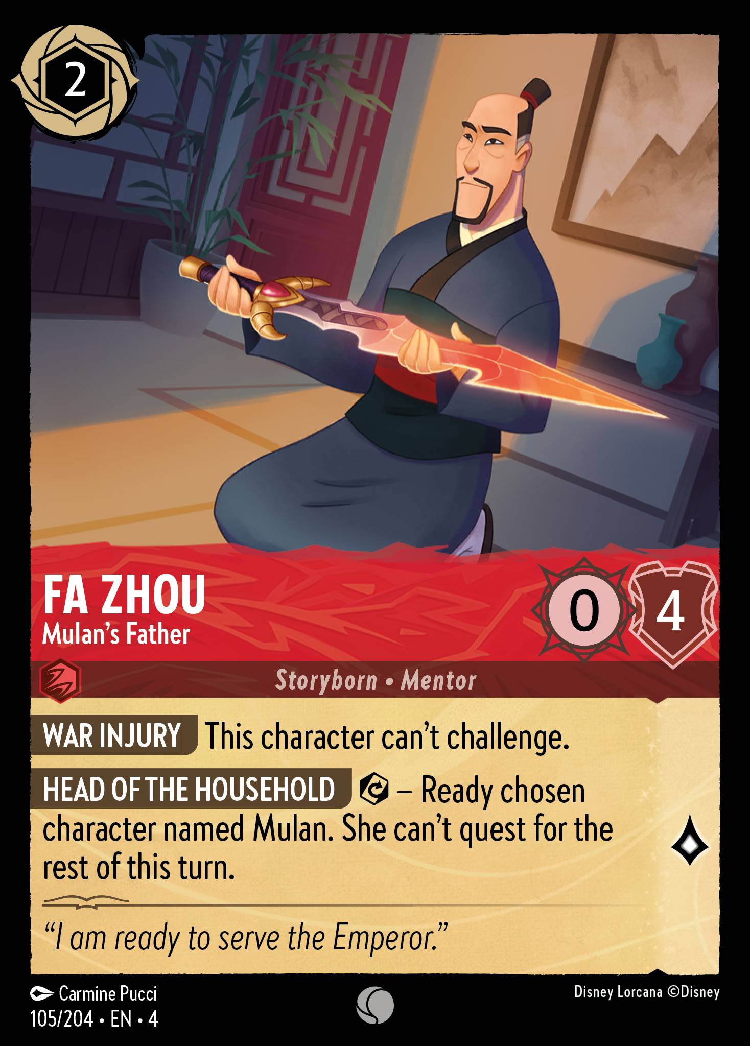Fa Zhou — Mulan's Father Disney Lorcana card