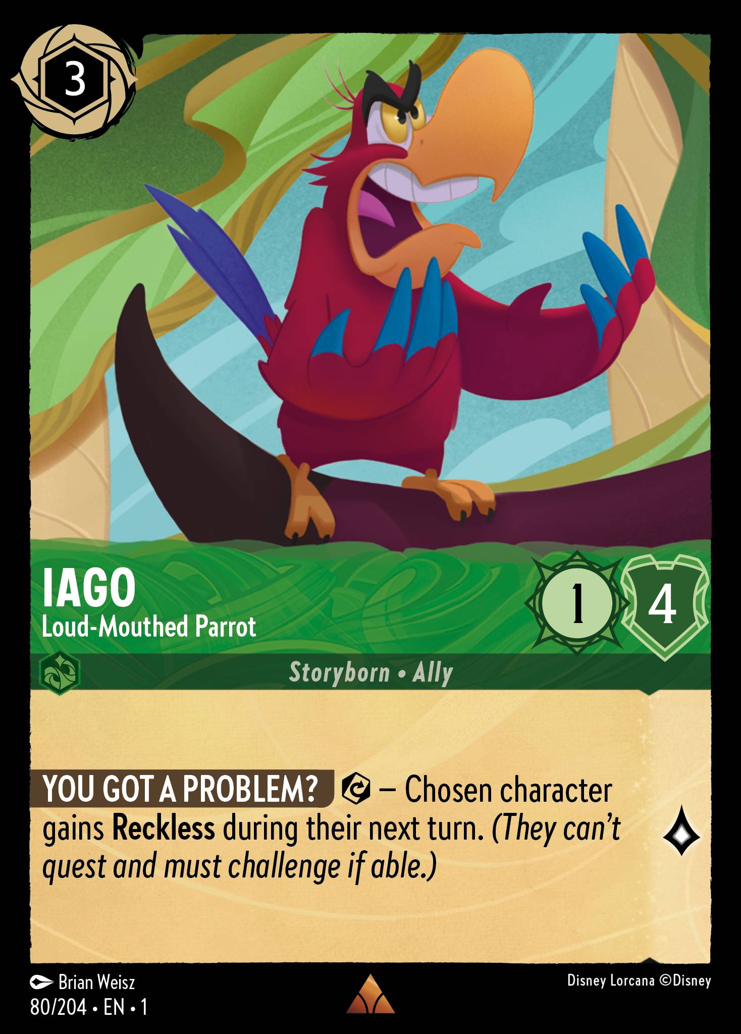 Iago — Loud-Mouthed Parrot Disney Lorcana card