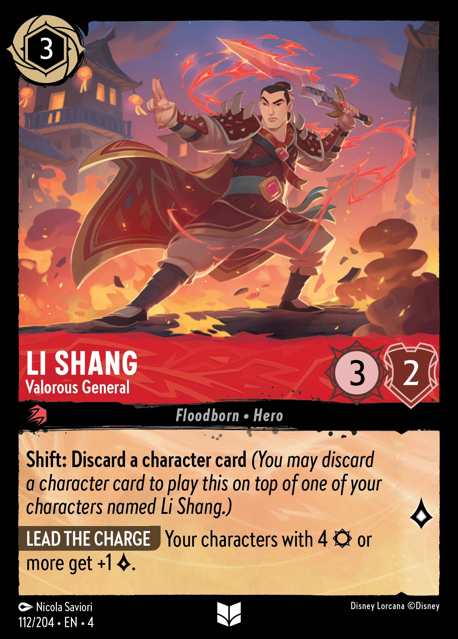 Li Shang — Valorous General Disney Lorcana card