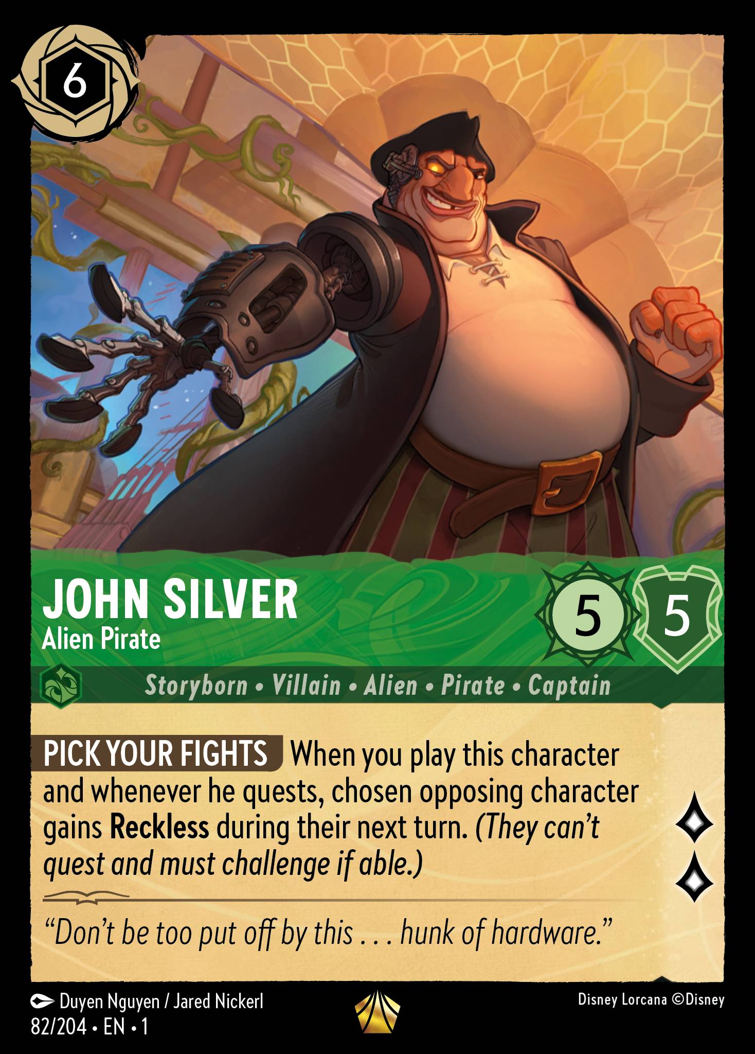 John Silver — Alien Pirate Disney Lorcana card