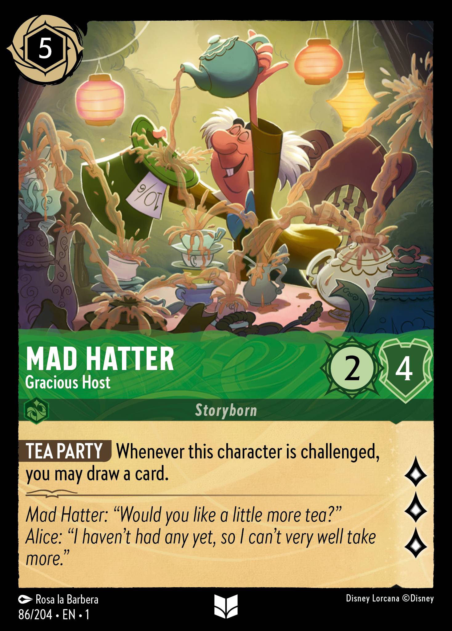 Mad Hatter — Gracious Host Disney Lorcana card