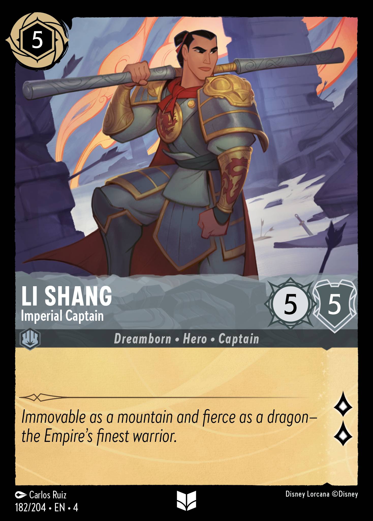 Li Shang — Imperial Captain Disney Lorcana card