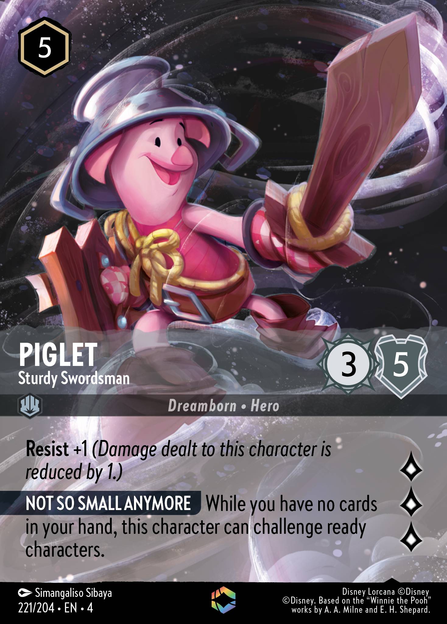 Piglet — Sturdy Swordsman Disney Lorcana card