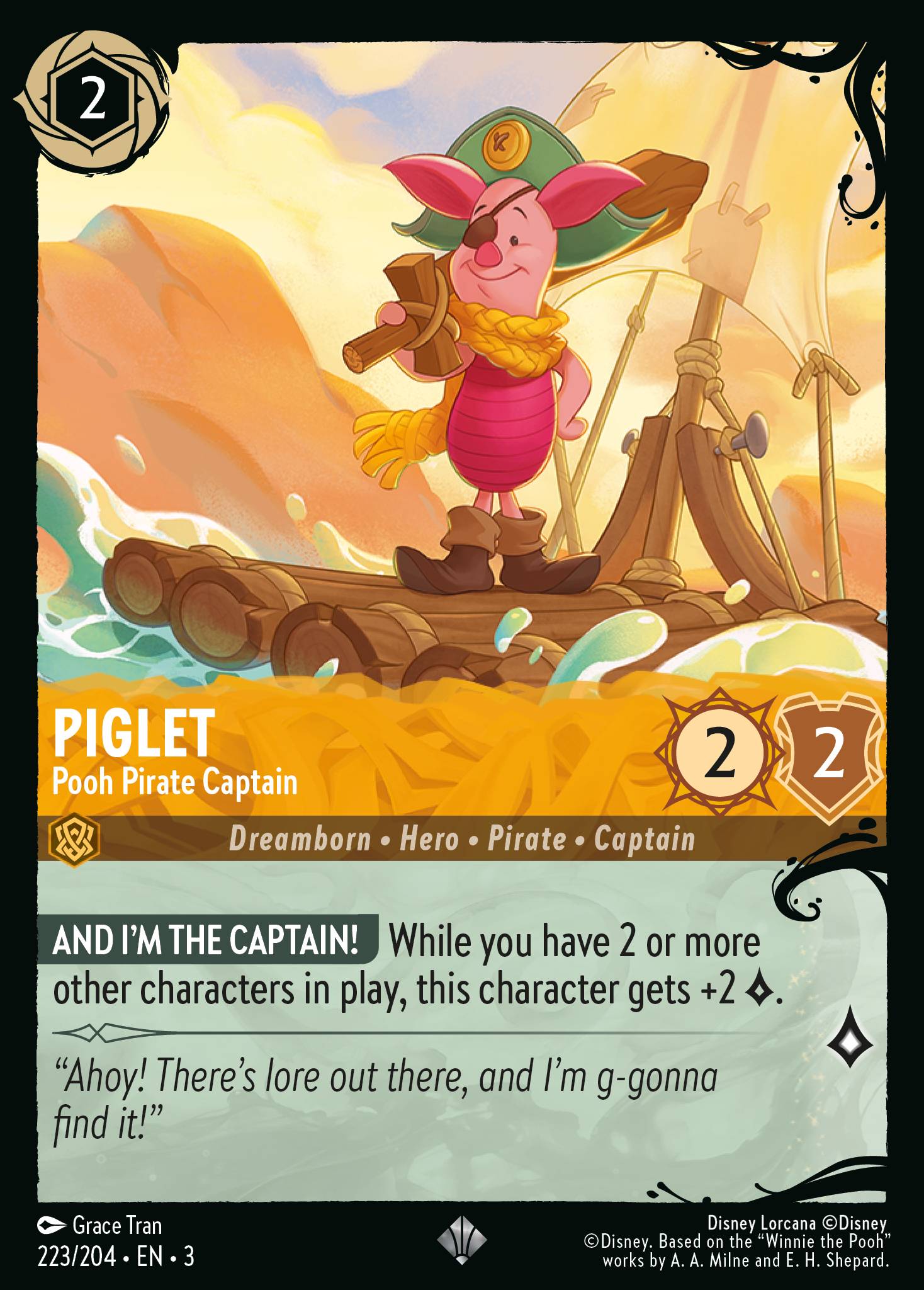Piglet — Pooh Pirate Captain Disney Lorcana card