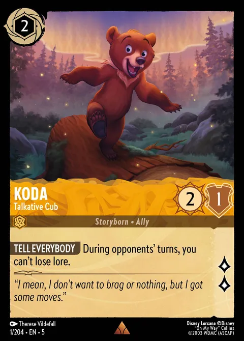 Koda — Talkative Cub Disney Lorcana card