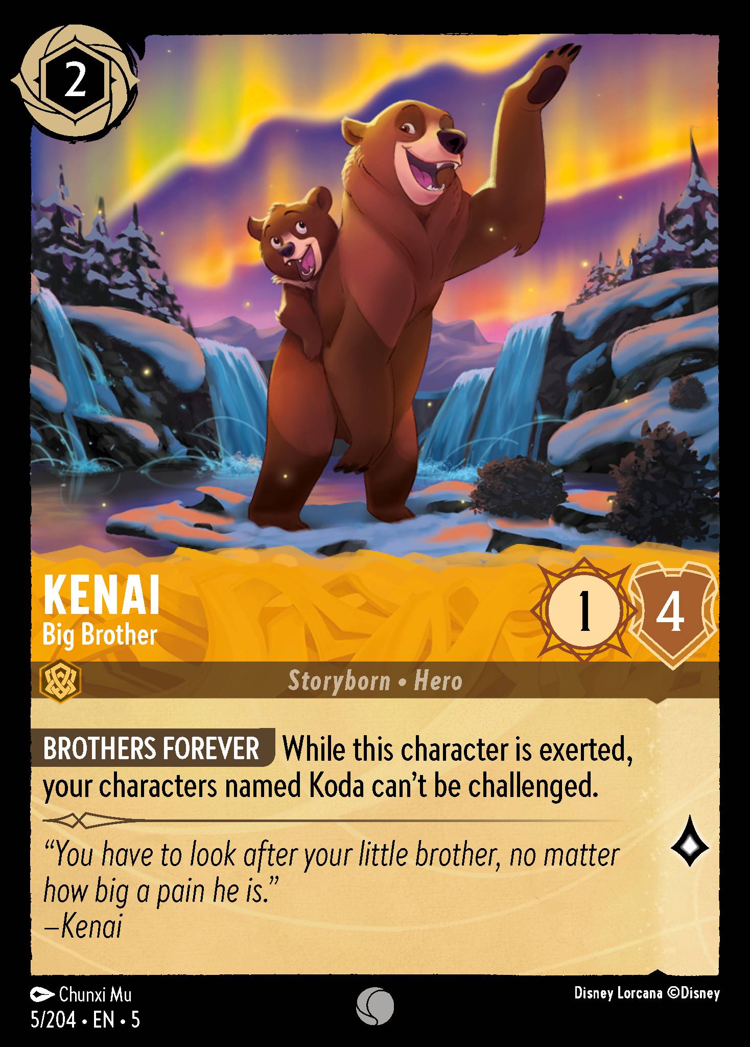 Kenai — Big Brother Disney Lorcana card