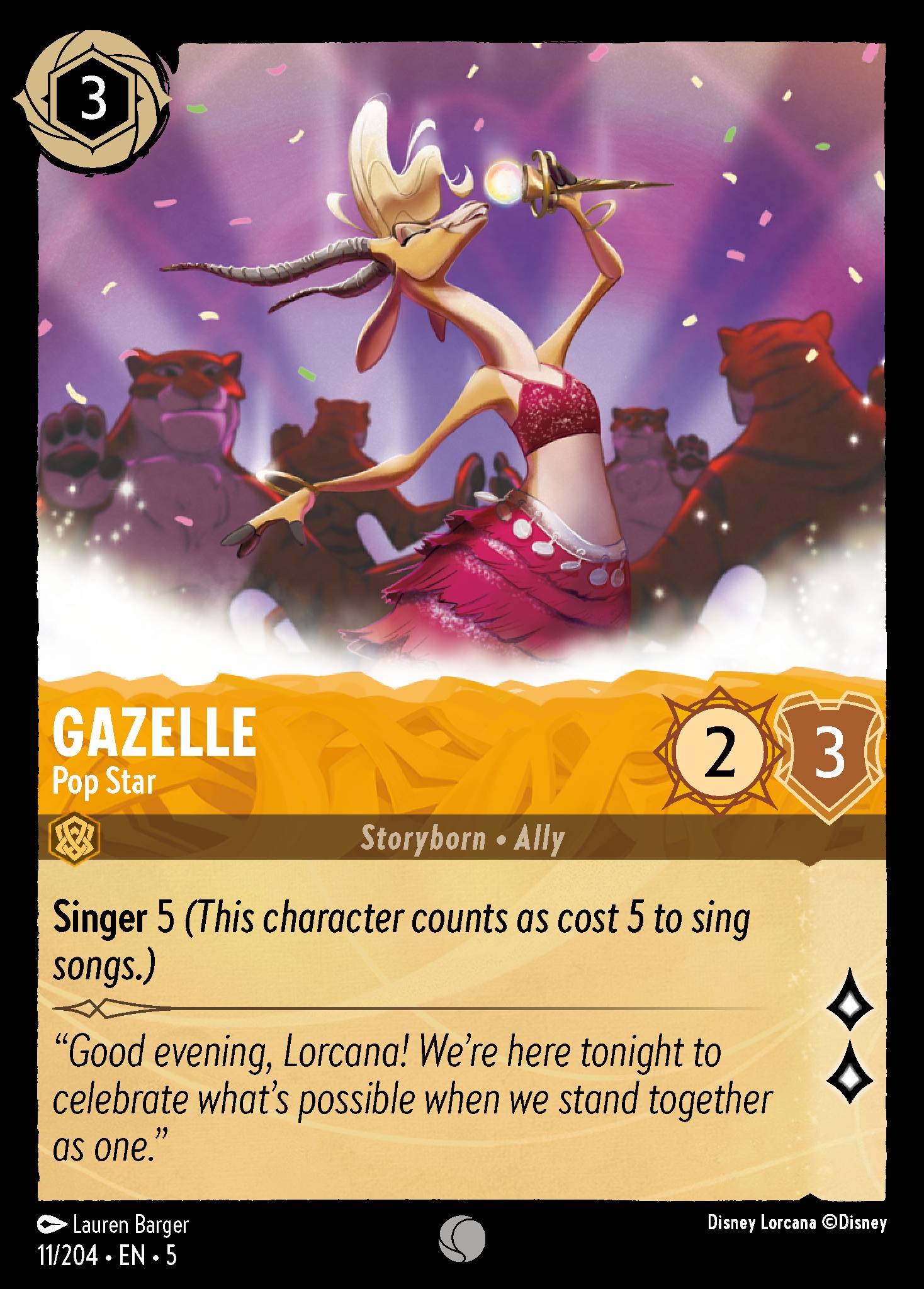 Gazelle — Pop Star Disney Lorcana card