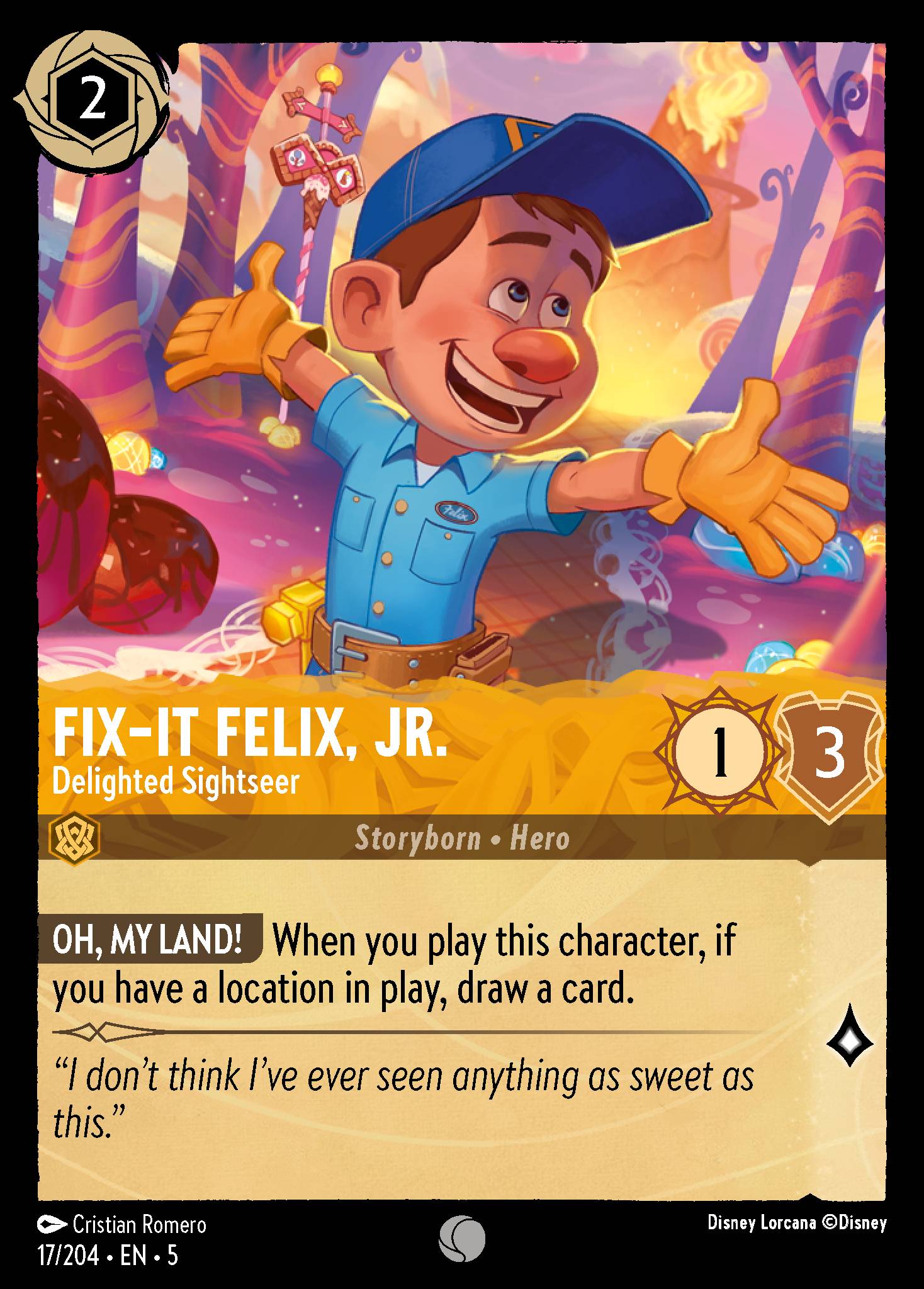 Fix-It Felix, Jr. — Delighted Sightseer Disney Lorcana card