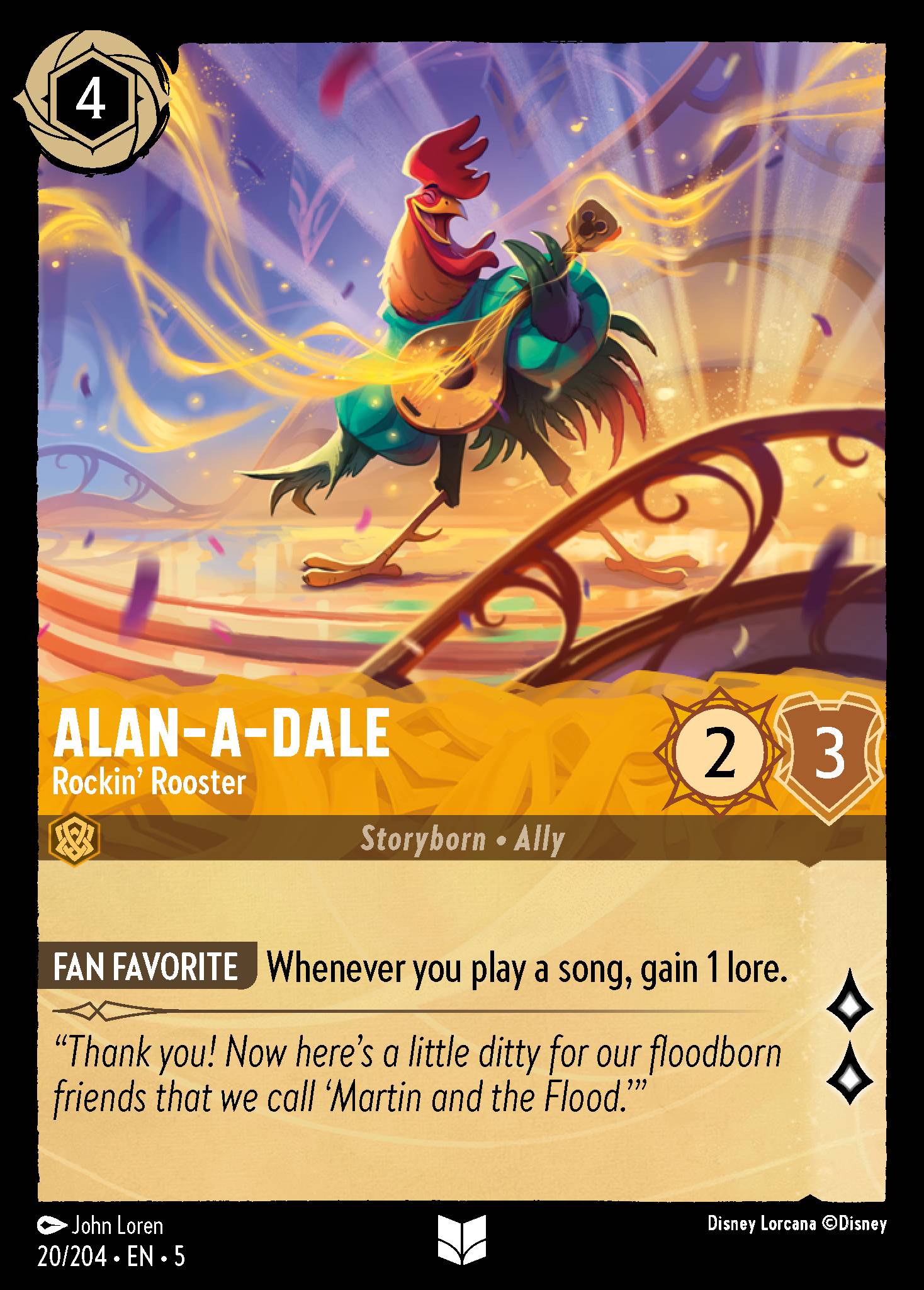 Alan-a-Dale — Rockin' Rooster Disney Lorcana card